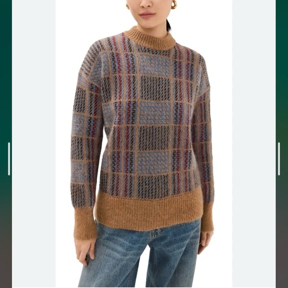 VERONICA BEARD Bristol jacquard-knit mohair-blend sweater in Russet Multi Size S - Picture 3 of 13